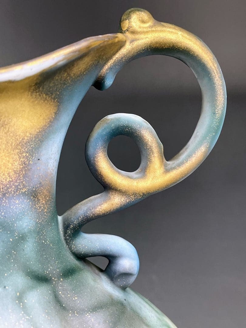 希少】オールドノリタケ 焼き付け金彩 スミレ紋 花瓶 金釉の霧吹き