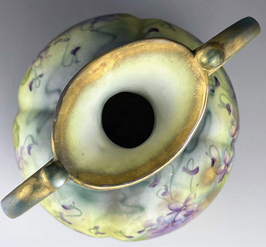 希少】オールドノリタケ 焼き付け金彩 スミレ紋 花瓶 金釉の霧吹き