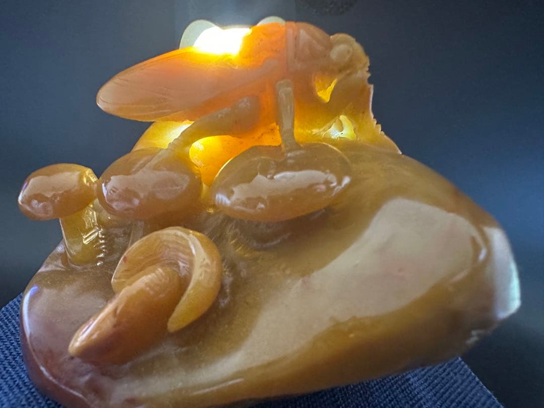 36寿山石 田黄 蝉 置物 縁起物 手彫り 原石