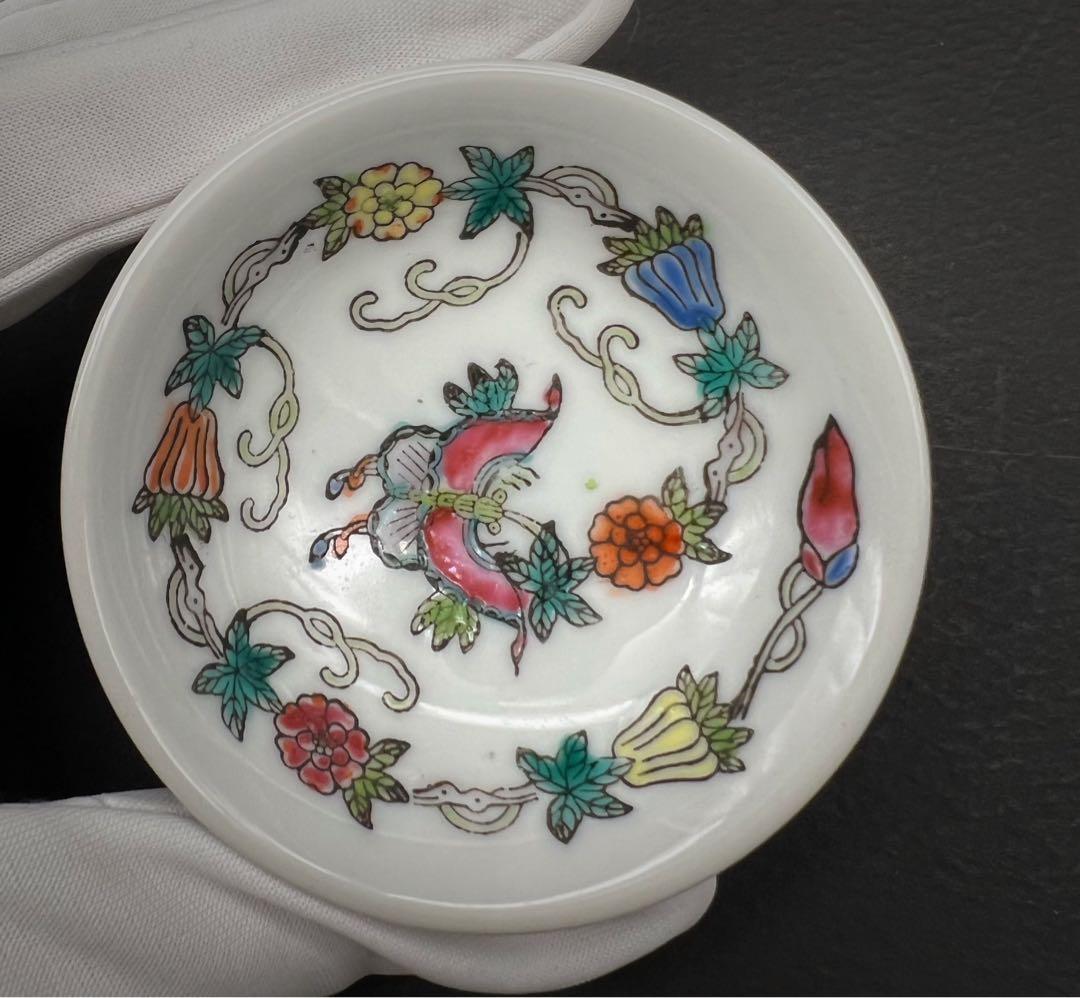 中国美術 花 蝶々紋樣 瓜瓞绵绵 中國景德鎮 小皿8点 コレクションの
