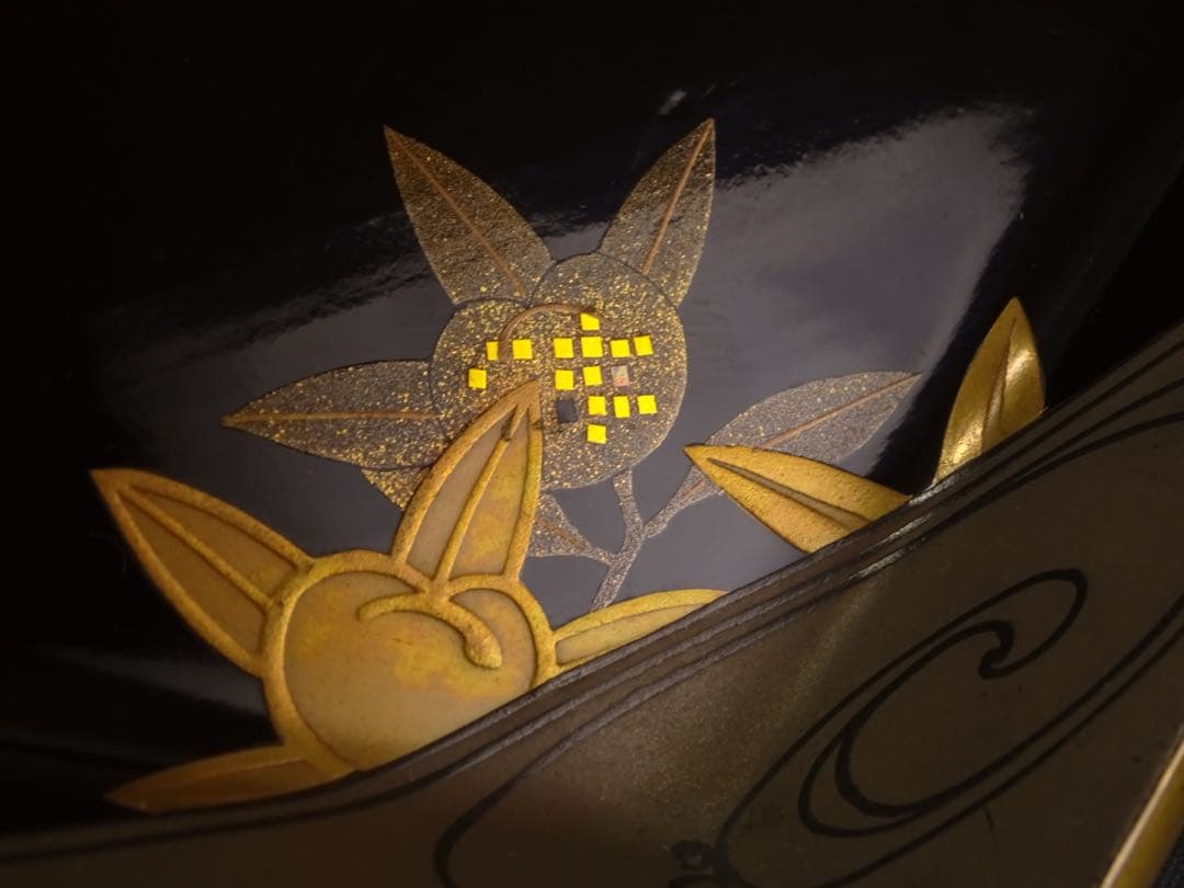 極上　輪島塗　雲に橘　蒔絵　六角　菓子皿　5客　菓子器　銘々皿　切金　木製漆器