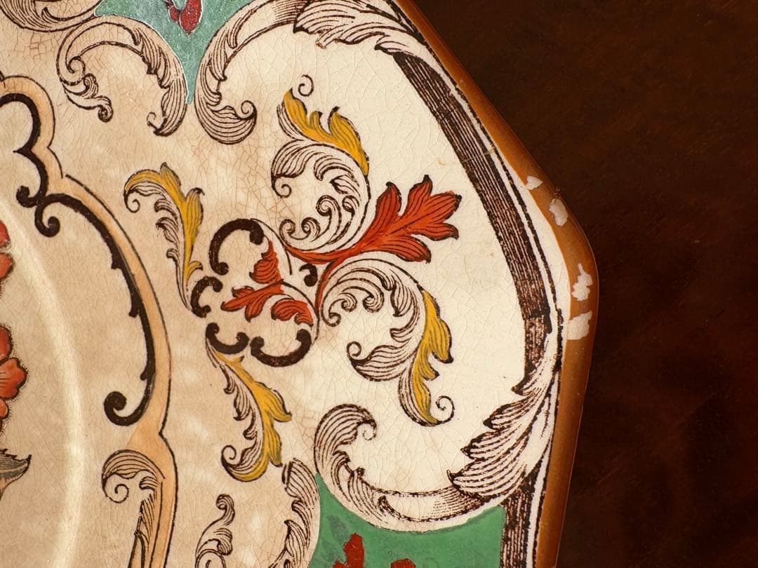 1890年　wedge wood Camellia イングランド 色絵 大皿