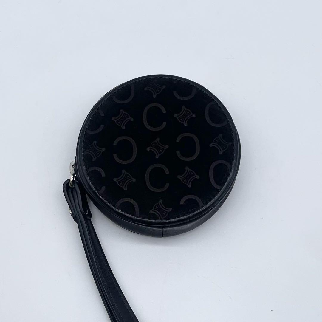 【極美品】 CELINE レザー ケース 小銭入れ 丸型 プレート 黒