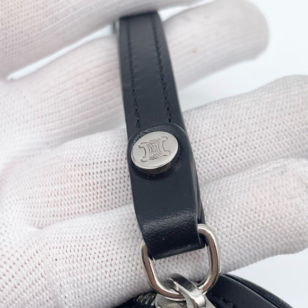 【極美品】 CELINE レザー ケース 小銭入れ 丸型 プレート 黒