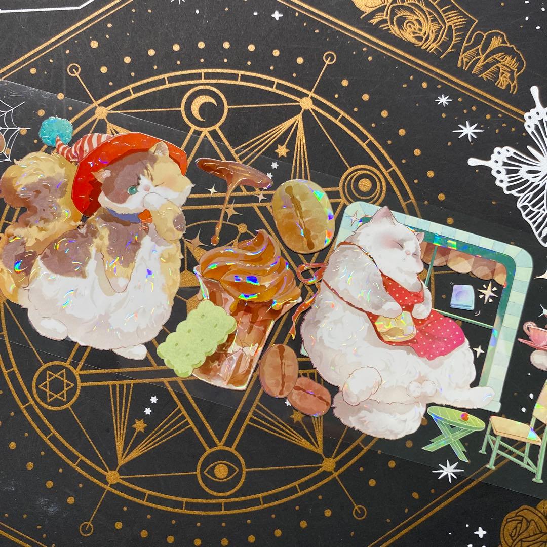 9191】海外 マステ 中古巻 貝殻光マスキングテープ 猫 動物系