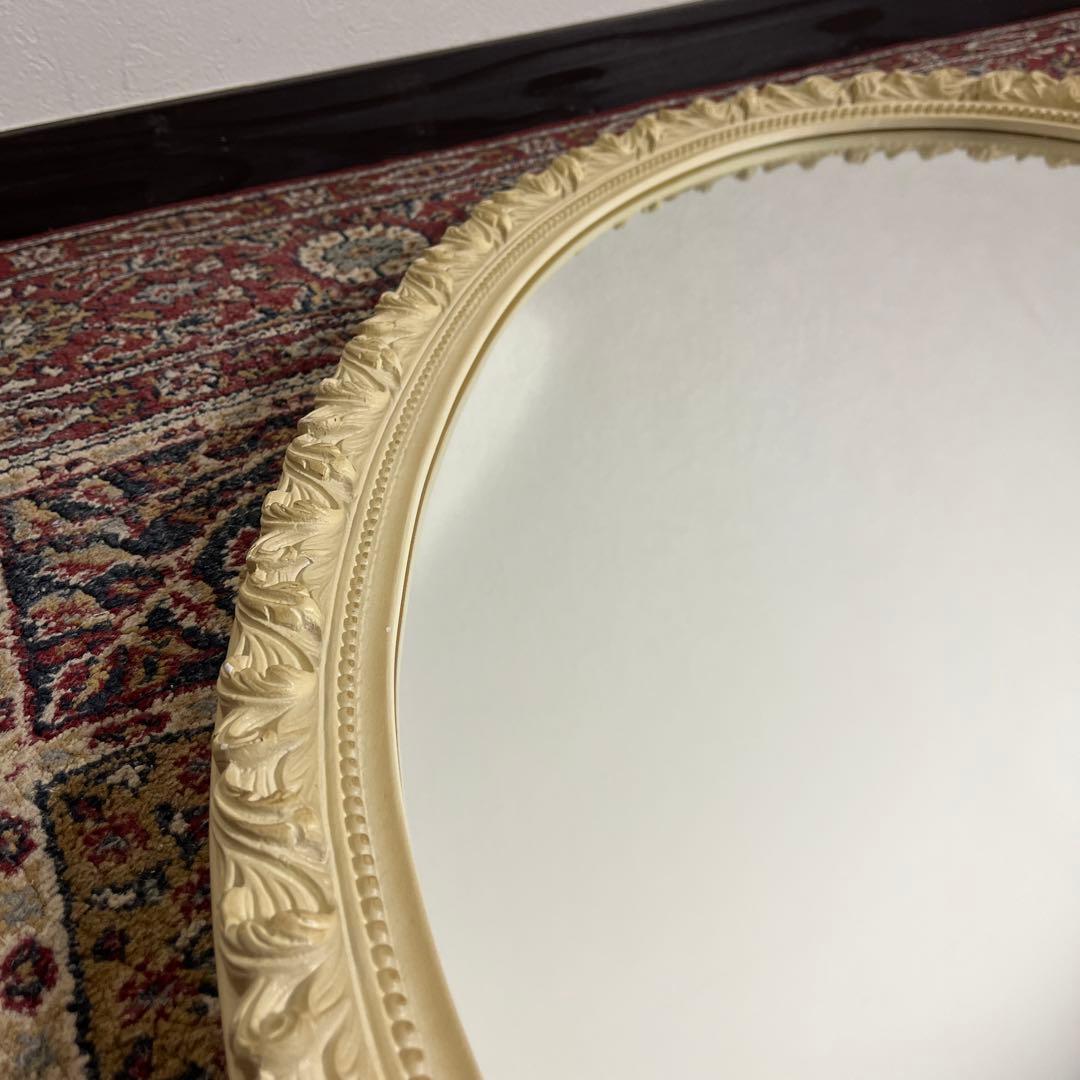 カナダ製◾️木製装飾フレーム オーバル型 壁掛けミラー ウォールミラー 鏡