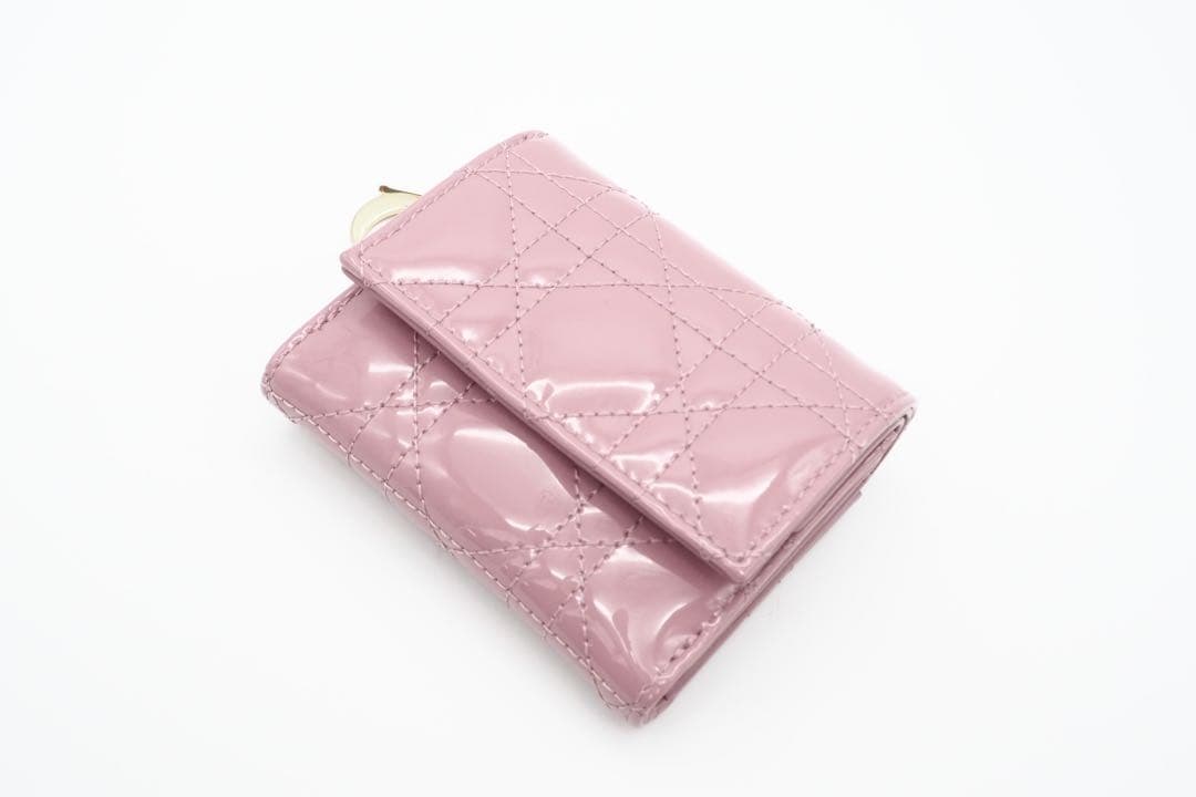 Christian Dior 三つ折り財布 LADY DIOR ロータス ピンク DIOR