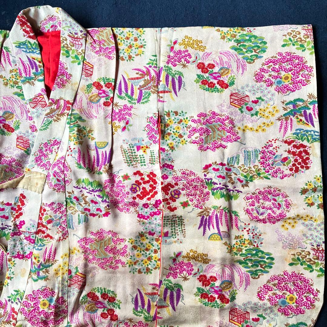 56 アンティーク子ども錦紗綸子着物3枚襦袢3枚おまとめ売り材料正絹