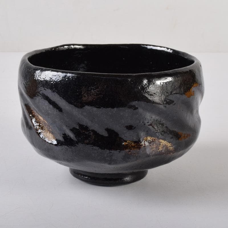 Gojyo様専用 茶道具 楽焼 佐々木松楽作 黒楽茶碗 共布共箱 V 7400