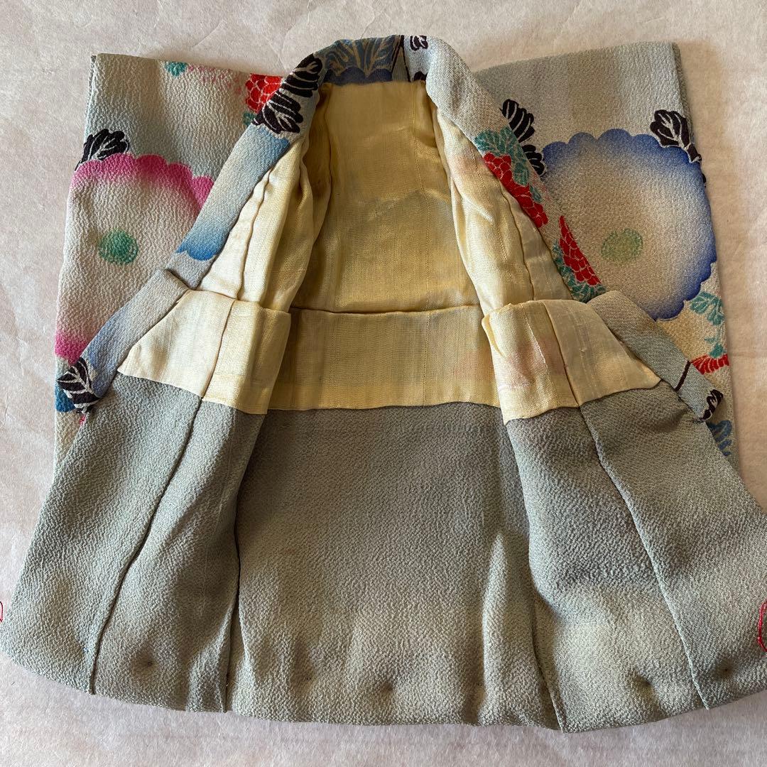 古布 江戸縮緬 人形の着物 6号 121211