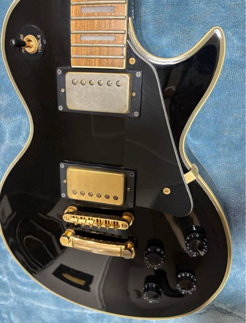 エレキギター レスポールタイプ ブラック ゴールドパーツ