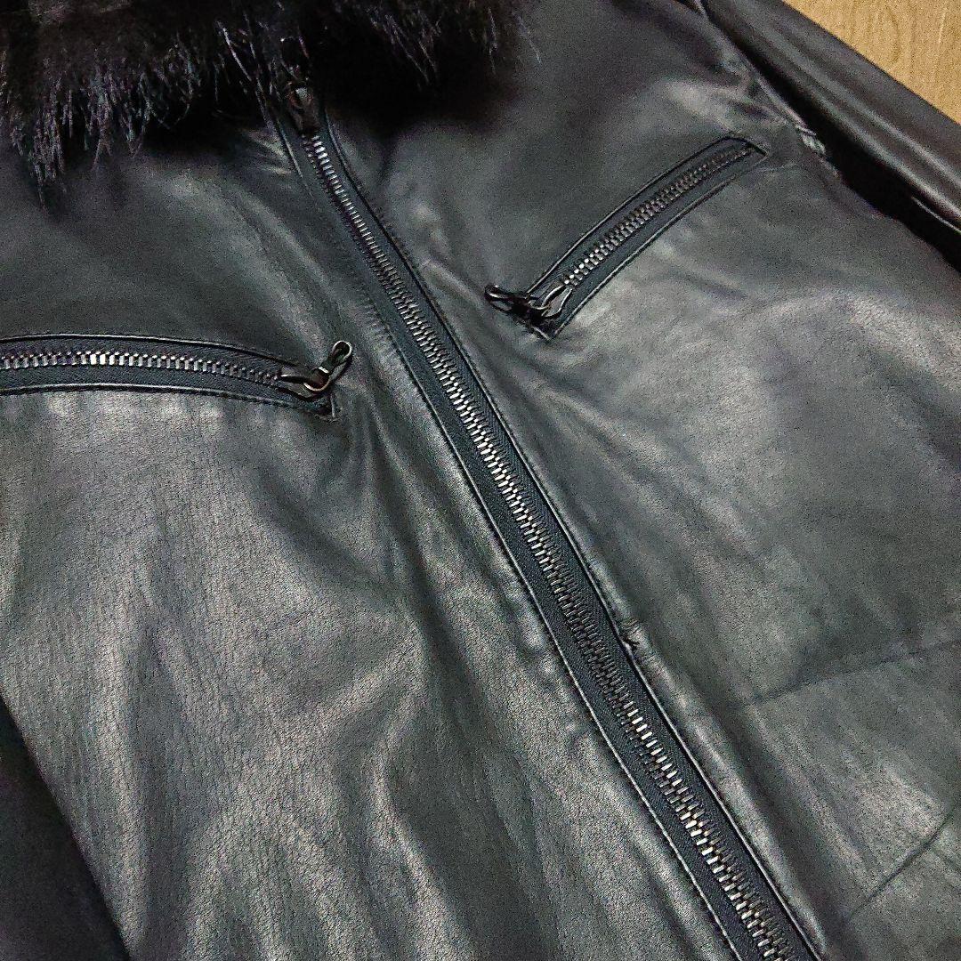 SHELLAC カウレザーライダースジャケット ラビットファー特別仕様【超