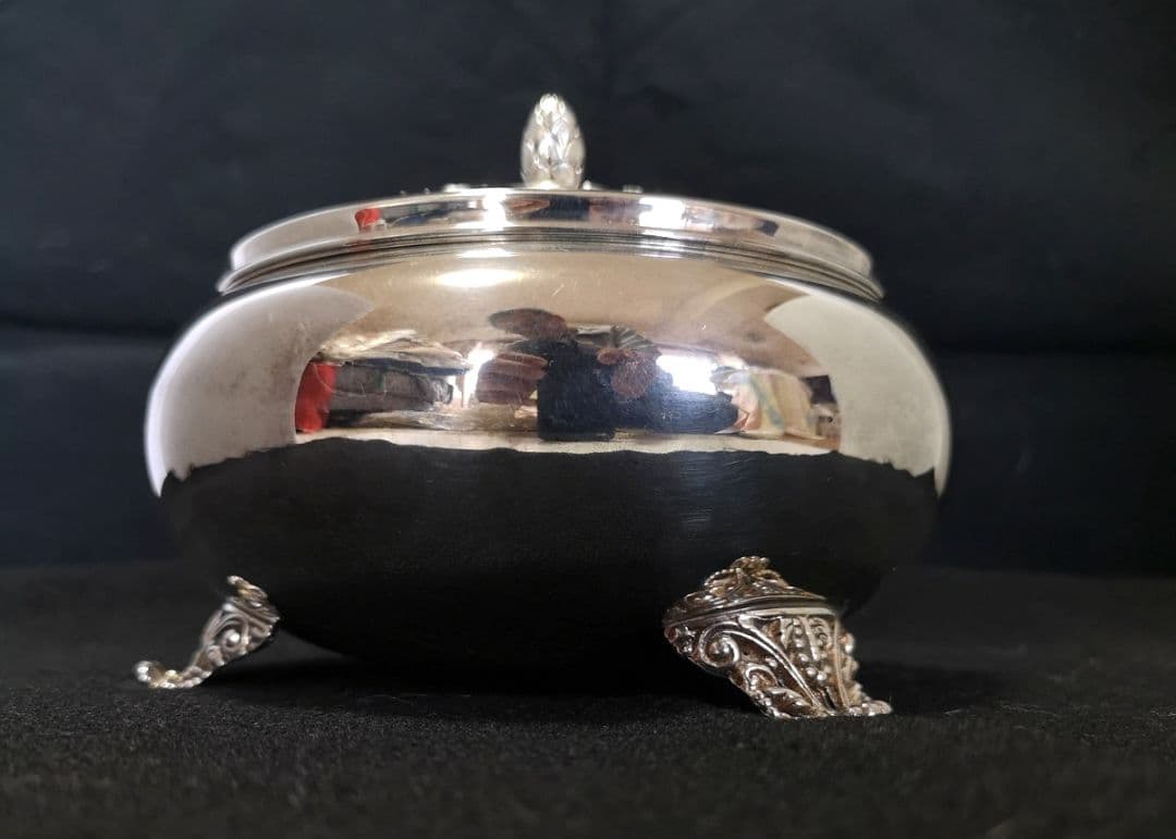 ブラジル アンティーク銀器 未使用 1970】『ティーキャディ』紅茶保存