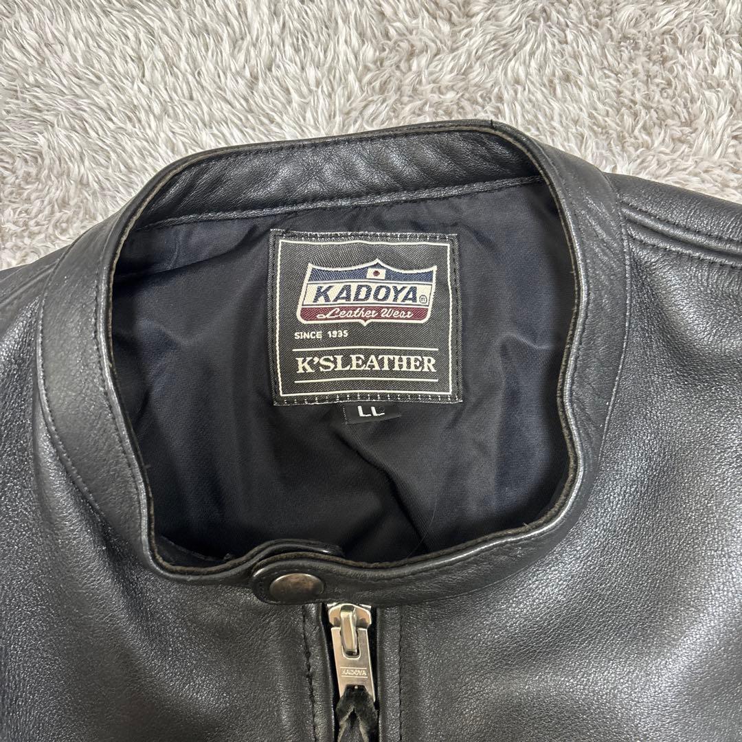 KADOYA ブラックレザー シングルライダースジャケット LL