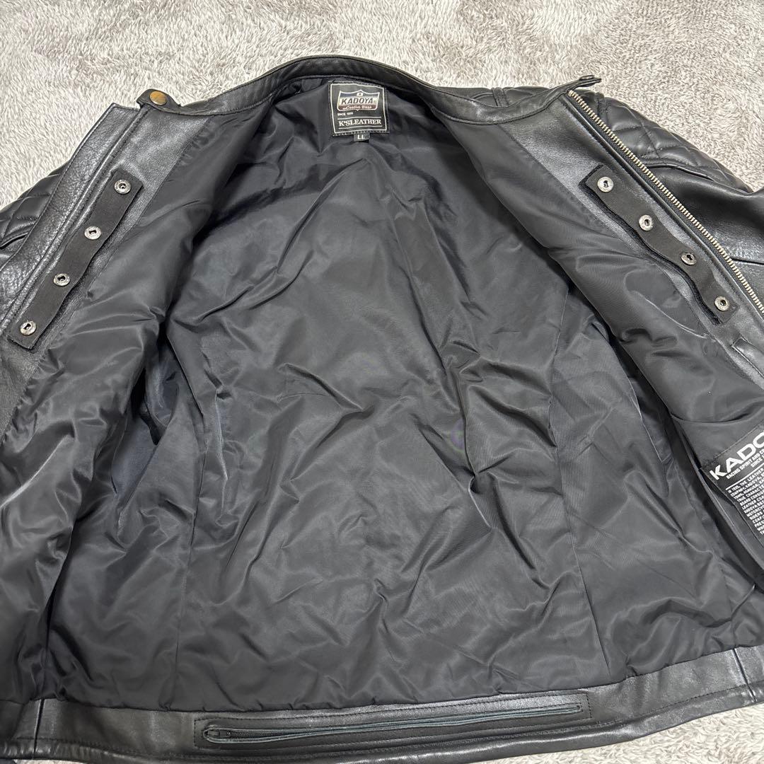 KADOYA ブラックレザー シングルライダースジャケット LL