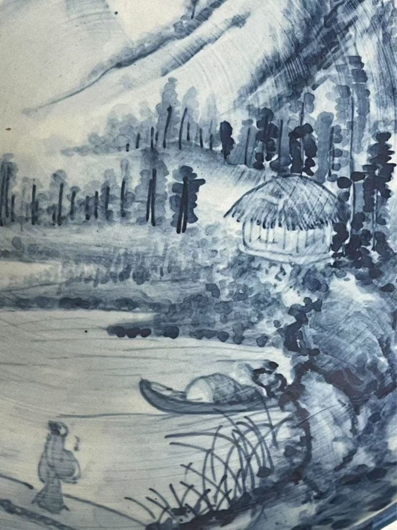 青白磁 風景画 皿 約34cm 国宝レベル - メルカリ