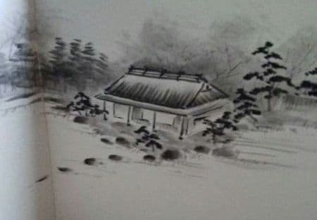 未使用】お茶稽古 茶会 茶道具 風炉先 肉筆画 夏 水前寺公園 古今伝授