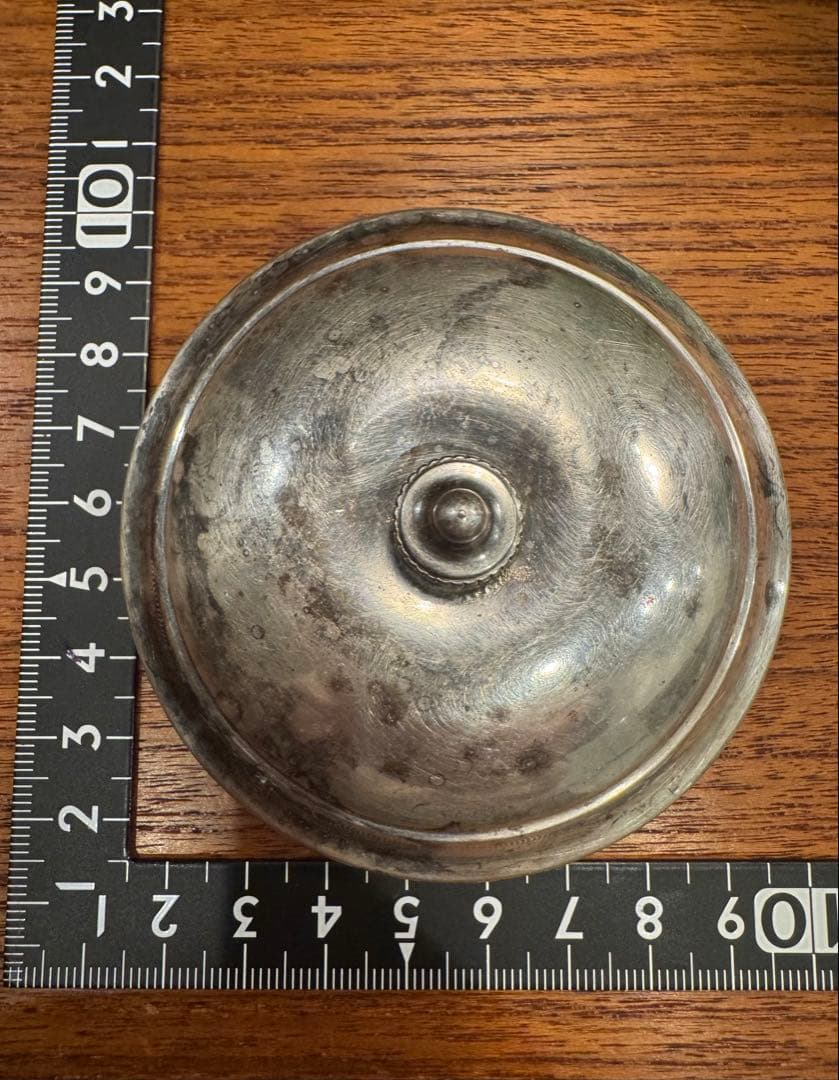 イギリスアンティーク ミントグリーンのガラス容器 金属製蓋付 グラス