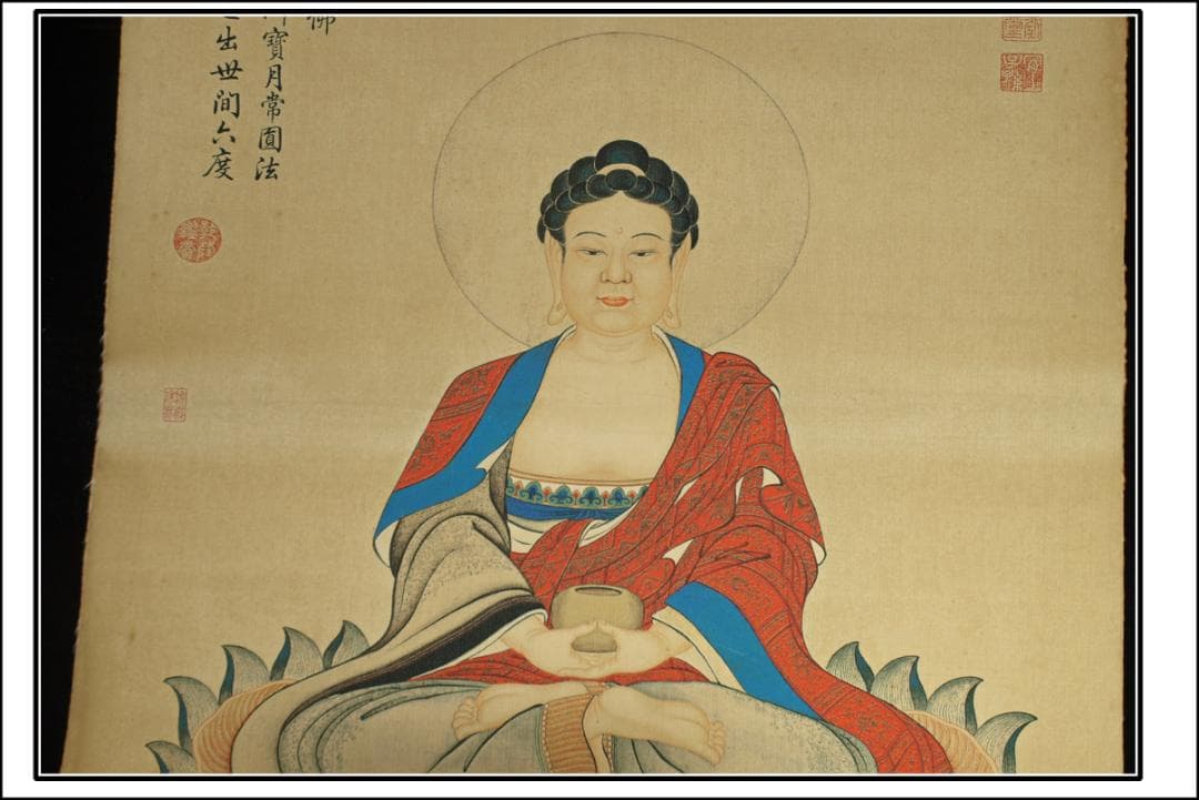 人物図丁观鹏作 清末 肉筆唐物 掛け軸 捲り古美術古董品 BD468C11-4