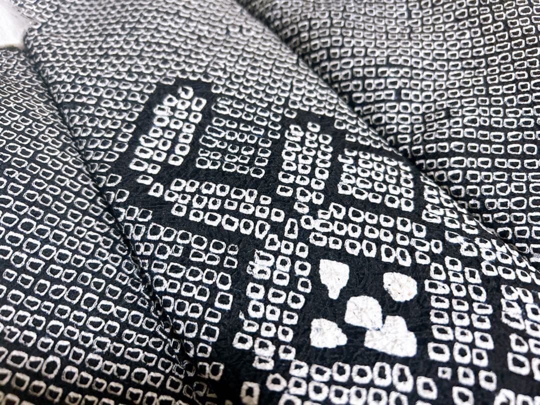 総絞り被布♡アンティーク着物　七五三　3歳　男の子　フルセット　一式　鶴　黒