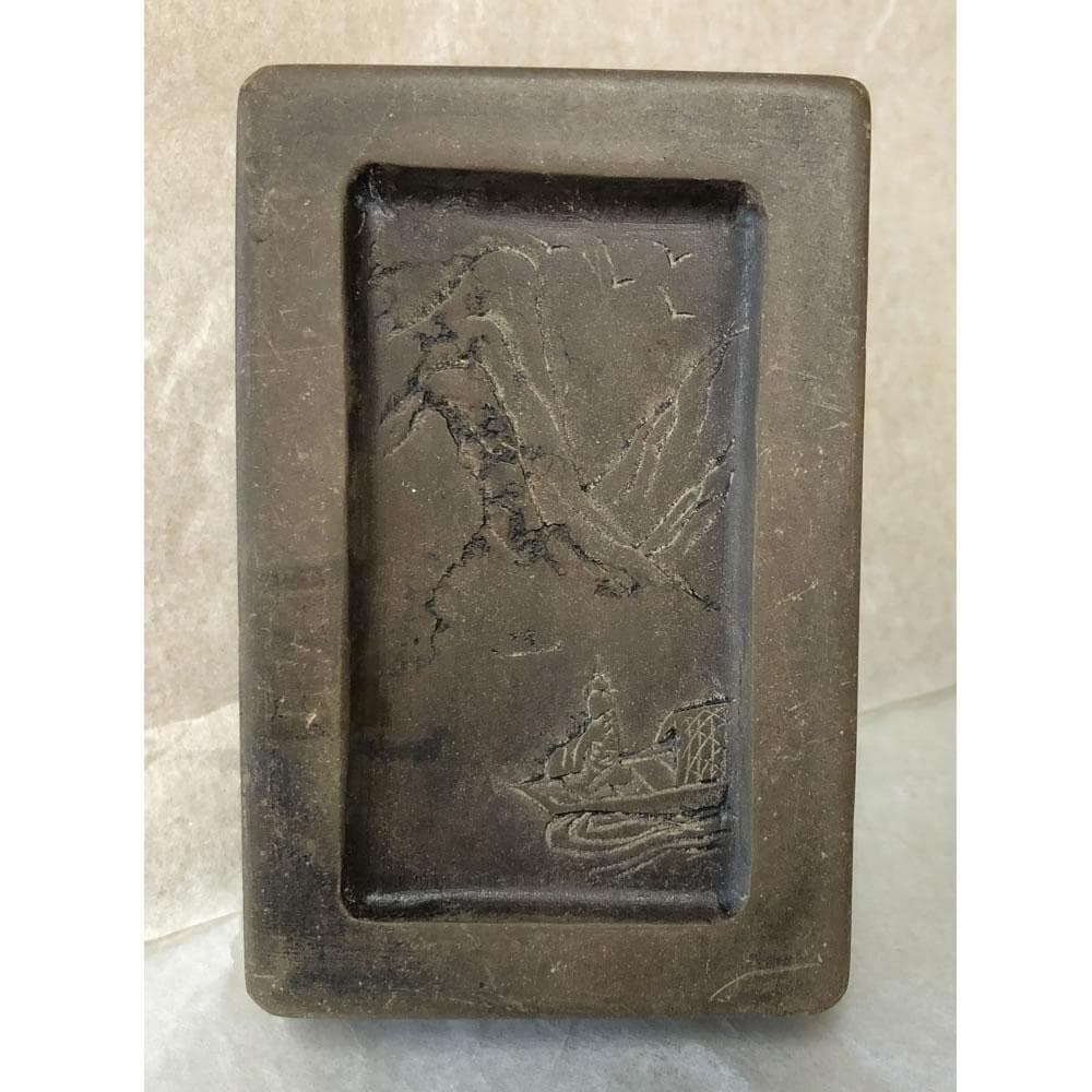 2911 中国古硯 人物文字彫刻 中国骨董 書道具 2911 中国古硯 人物