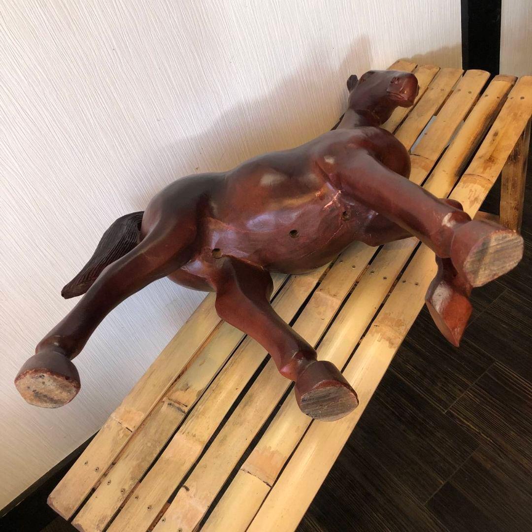 2026年 干支 午年 縁起物 馬 木彫り アンティーク 高さ約59.0cm - メルカリ