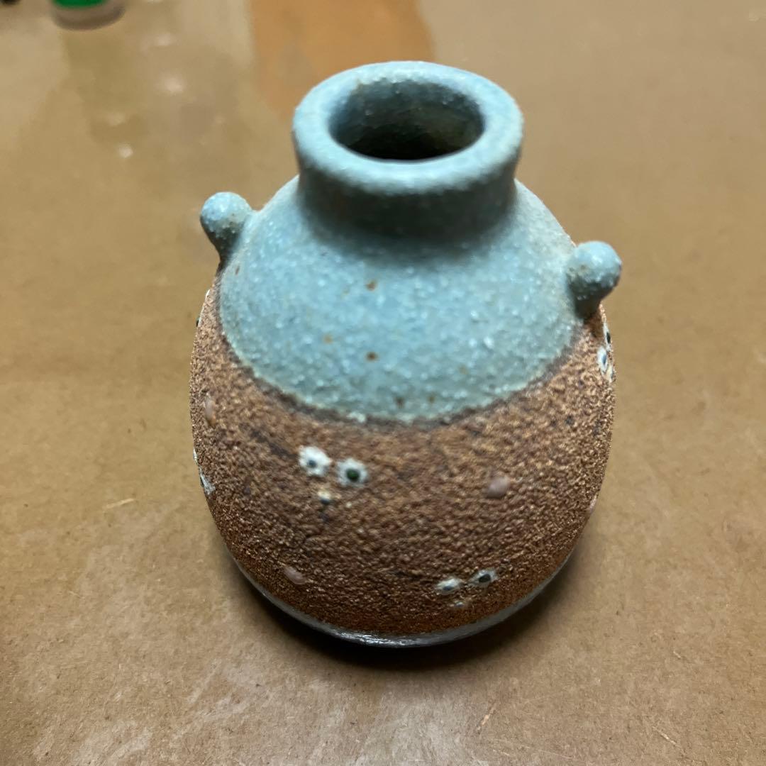 陶器の花瓶 青茶色 グラデーション - メルカリ