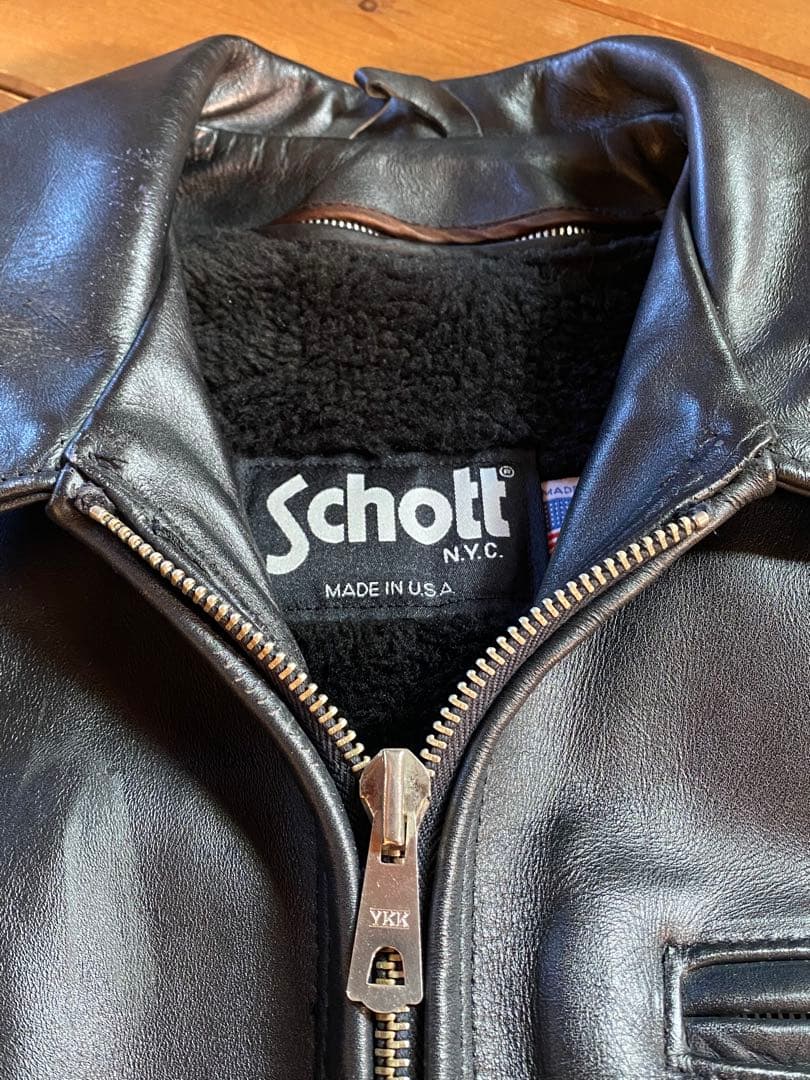90´s Schott 642 襟付きシングルライダースジャケット size38