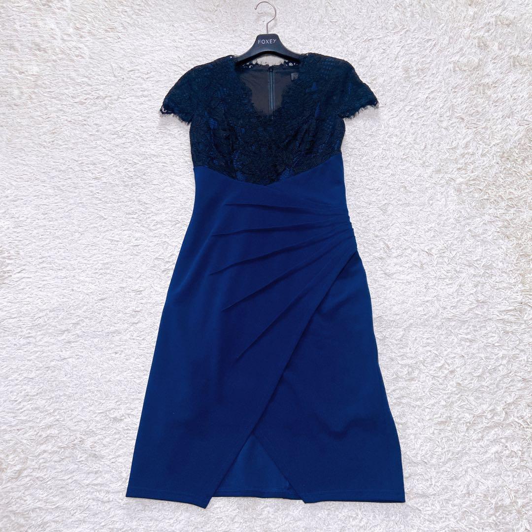 美品 タダシショージ レース切替Vネック キャップスリーブドレス 近年