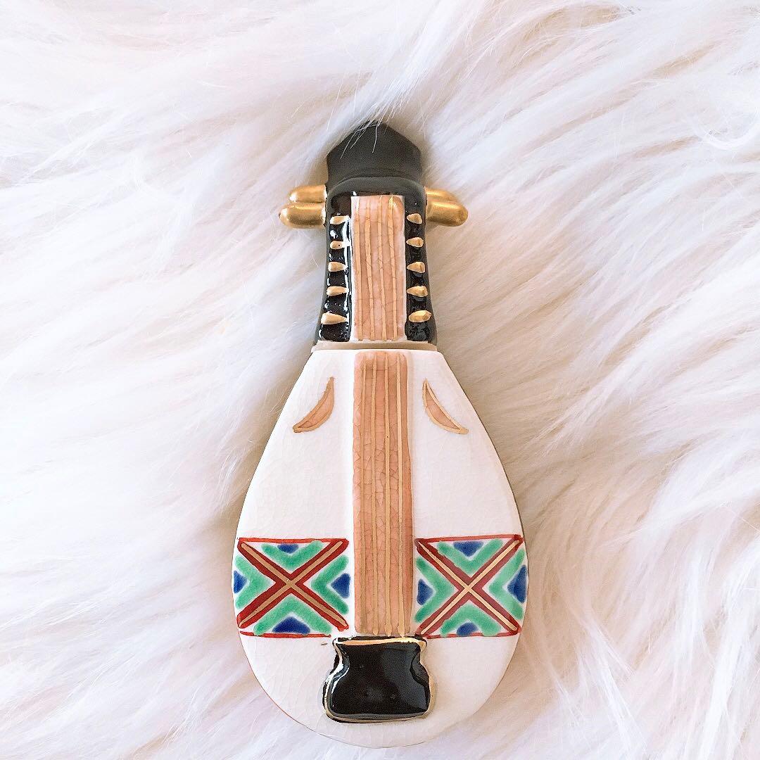 茶道具 香合 琵琶 京焼清水焼 色絵 橋本城岳造