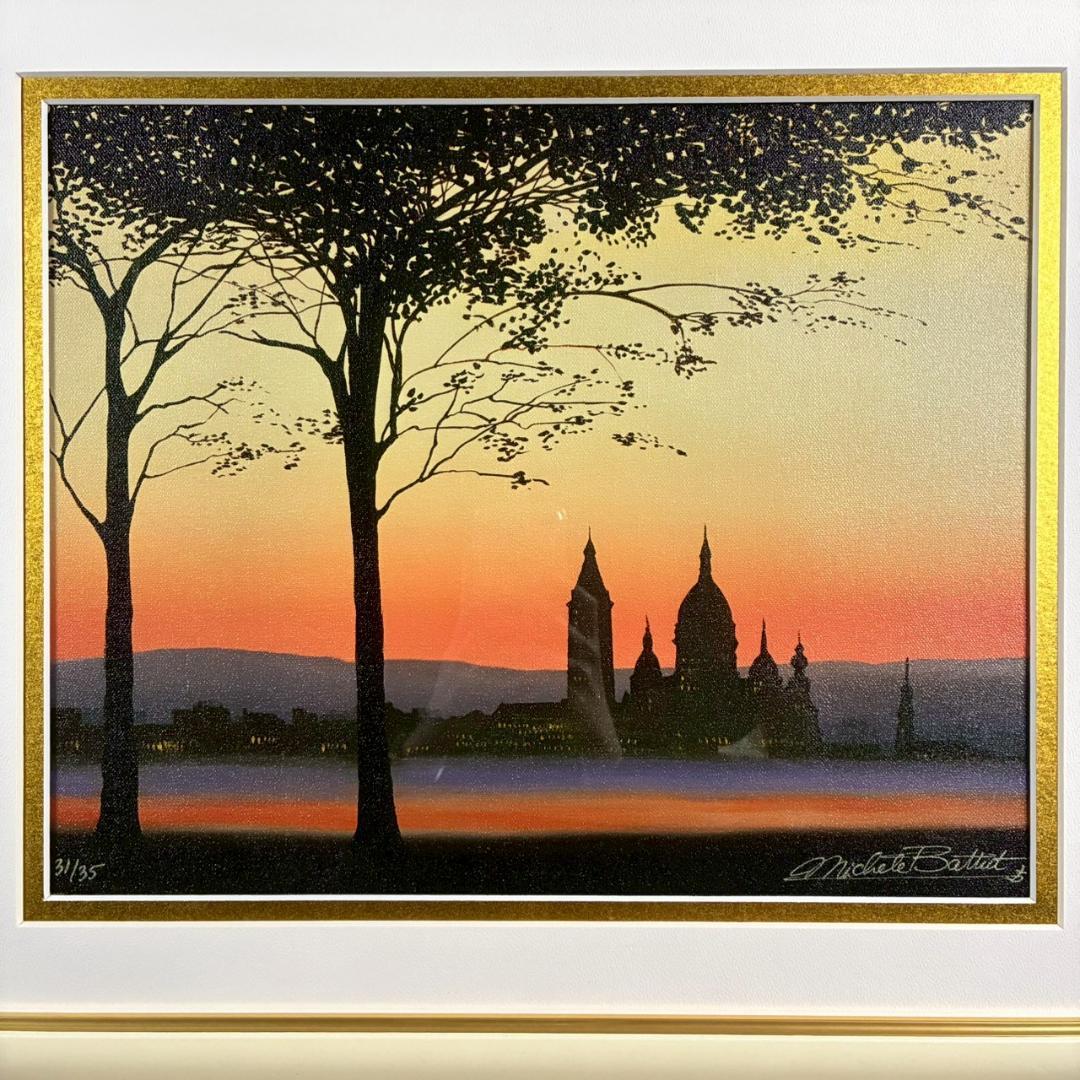 美品 ミッシェル・バテュ「聖なる街・パリ」キャンバスジクレ 保証書