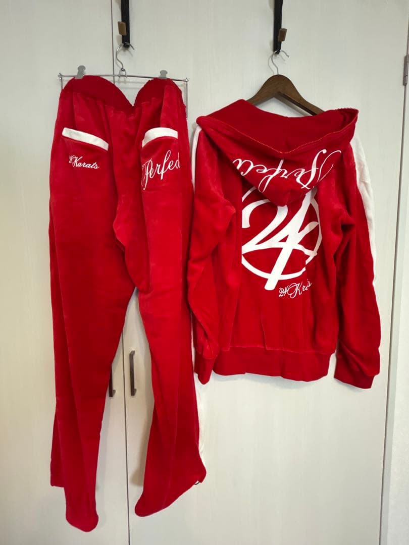 EXILE 24karats ジャージ 赤 セットアップ ベロア Lサイズ - メルカリ