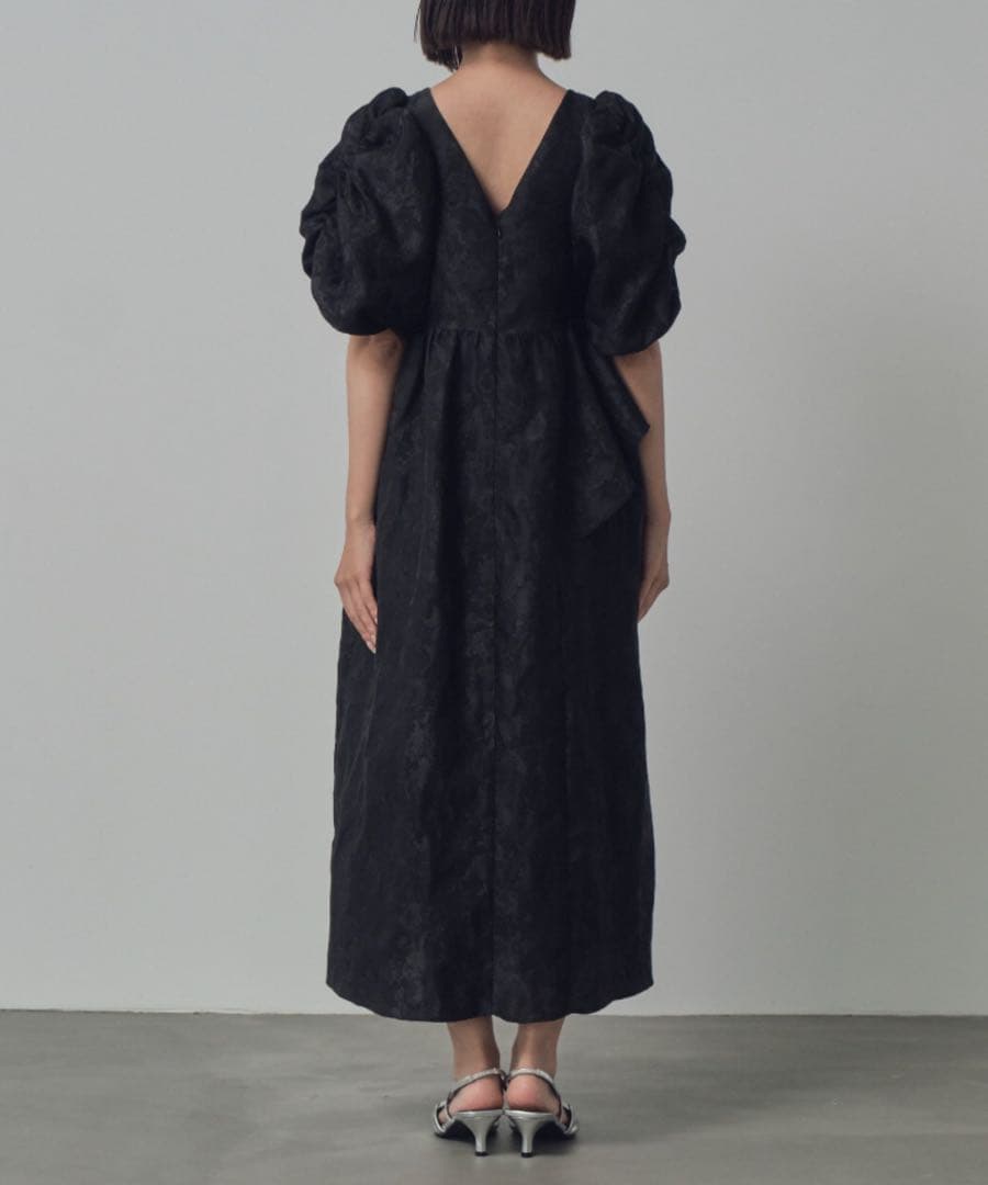 bubble sleeve jacquard dress ANDRESDブラック