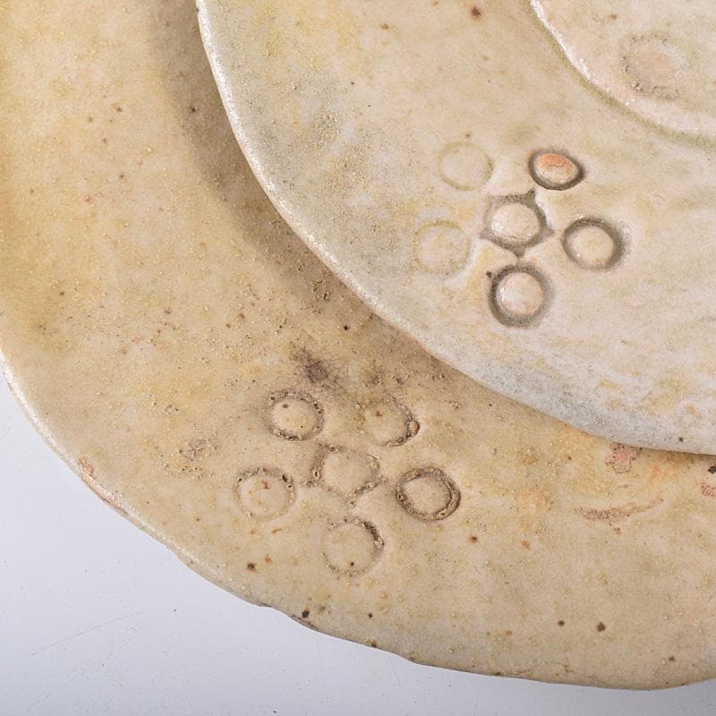 瀬戸焼　古瀬戸　銘々皿　五客　在銘　時代箱付　D　R8256