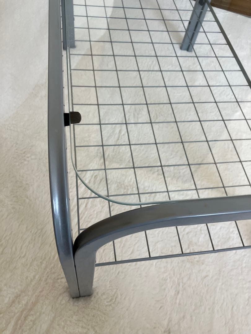 のの様専用 ガラステーブル 昭和 シルバーグレー アイアンフレーム