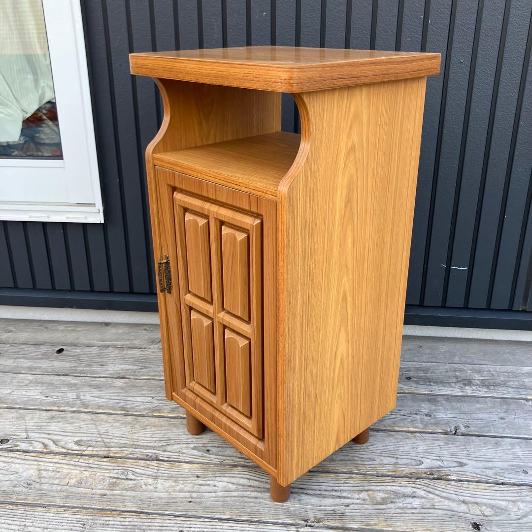 昭和レトロ 古家具 木製コンソールテーブル コールキャビネット 電話台