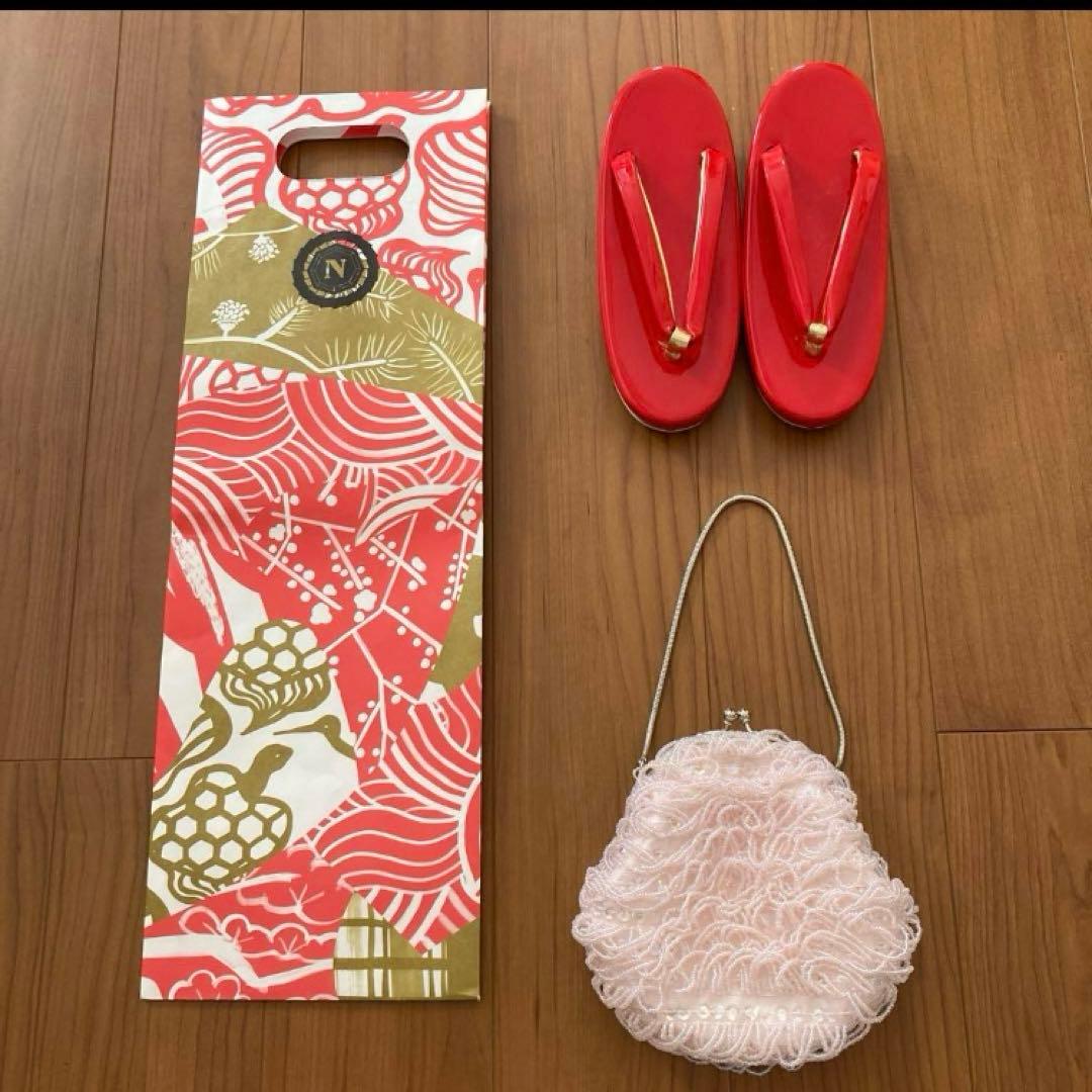 専用　七五三　正絹　被布　日本製　バック　草履　千歳飴袋　4点セット　少々訳あり