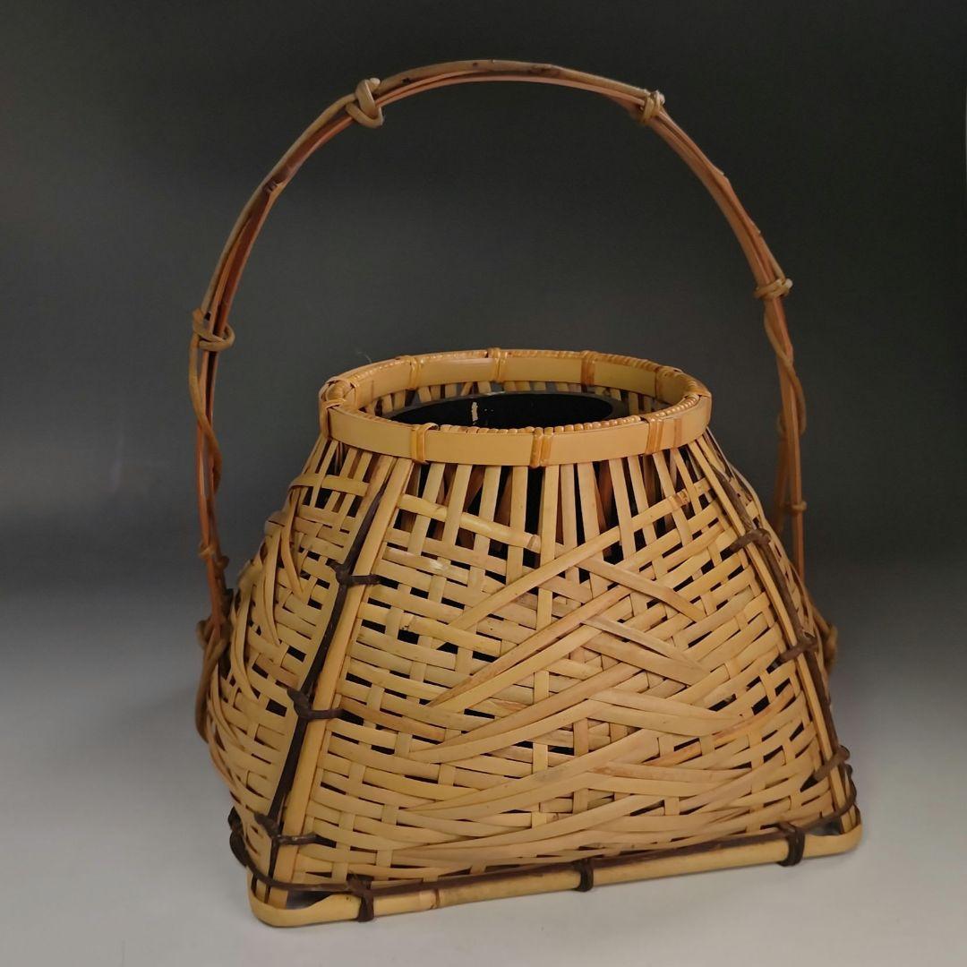 イ830 花籠『島田竹宝斎』『宗全篭 白竹花入 花器 紙