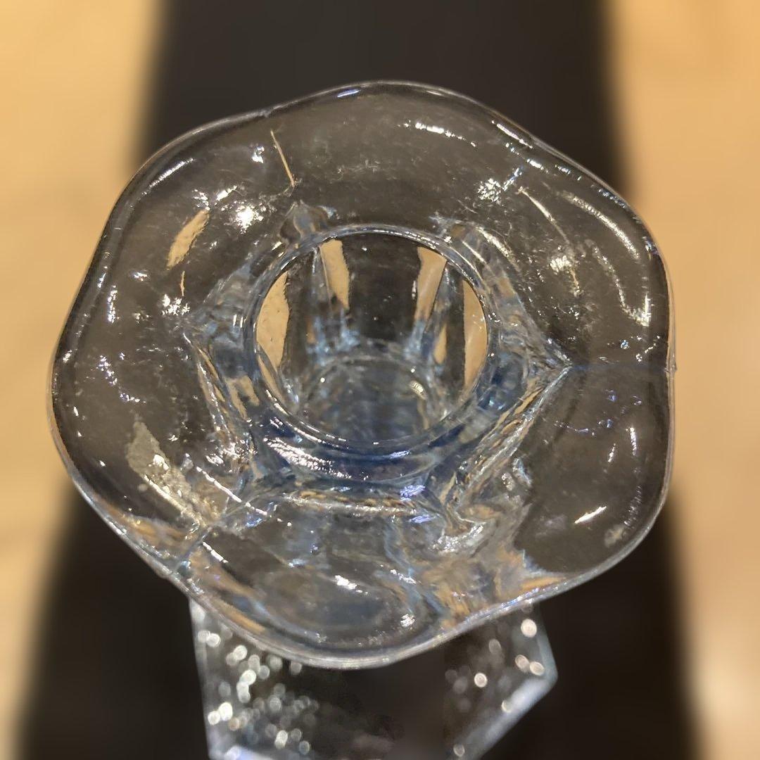 1940年代 アメリカ製ガラス製 八角形 キャンドルホルダー貴重なブルー