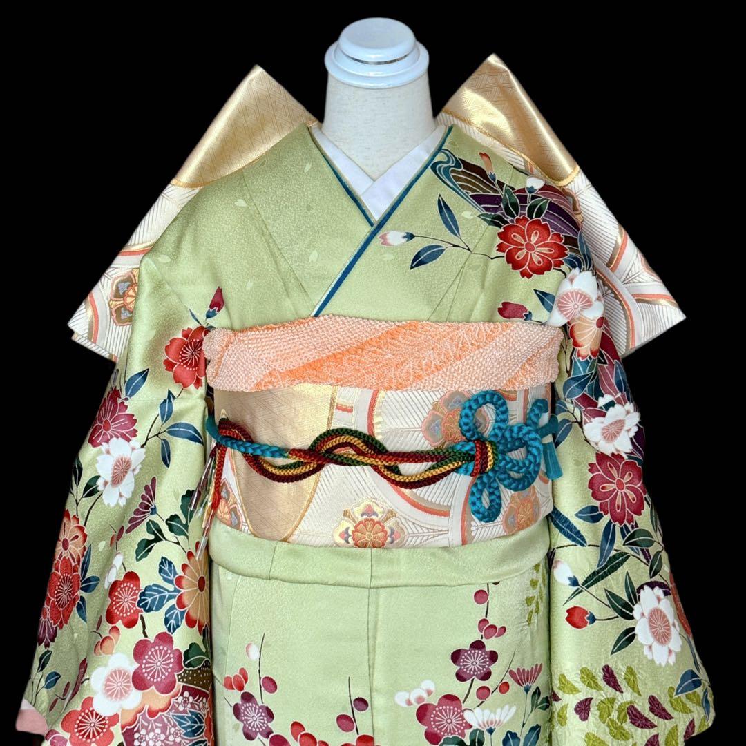 未使用品 振袖フルセット トールサイズ 新品長襦袢 グリーン 161