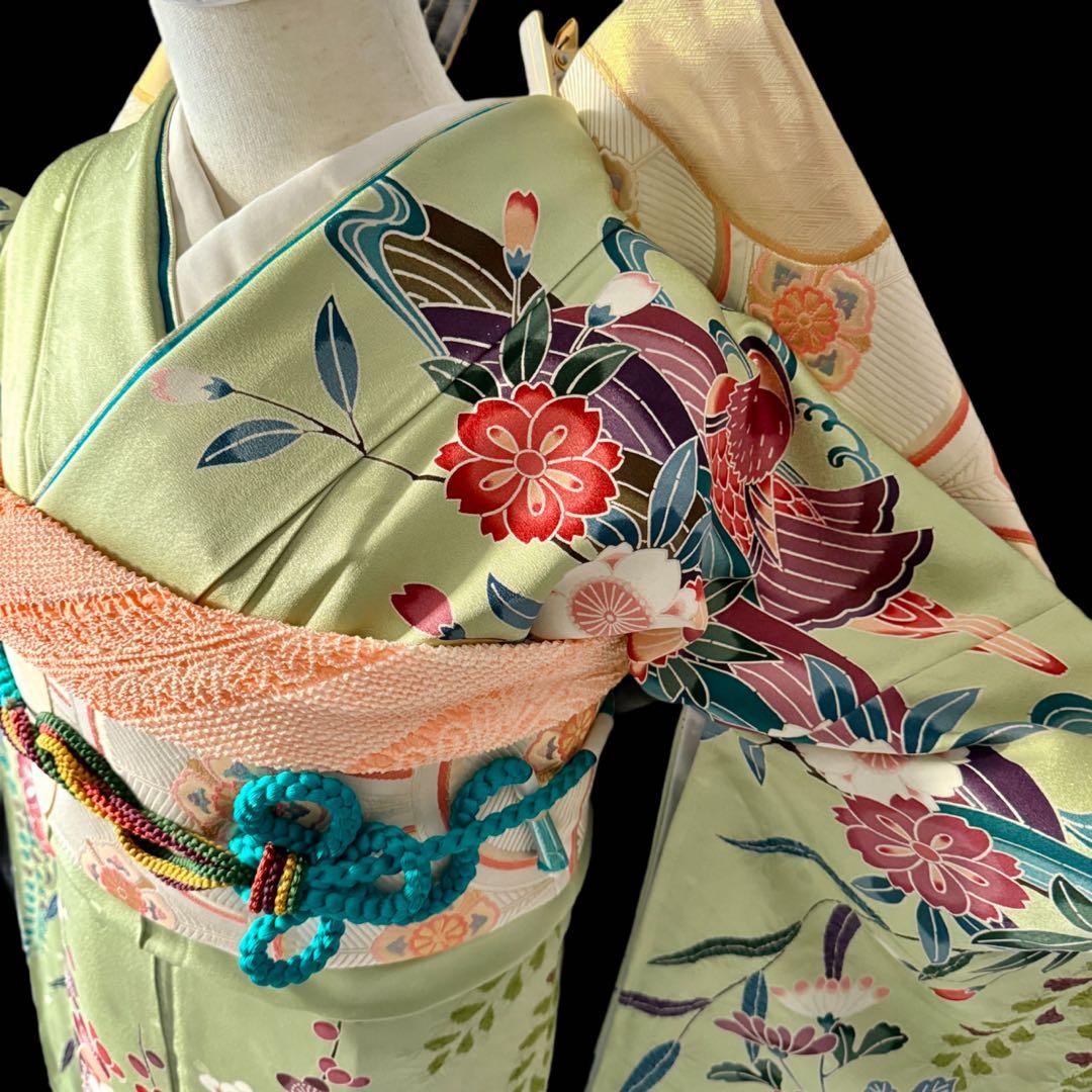 未使用品 振袖フルセット トールサイズ 新品長襦袢 グリーン 161