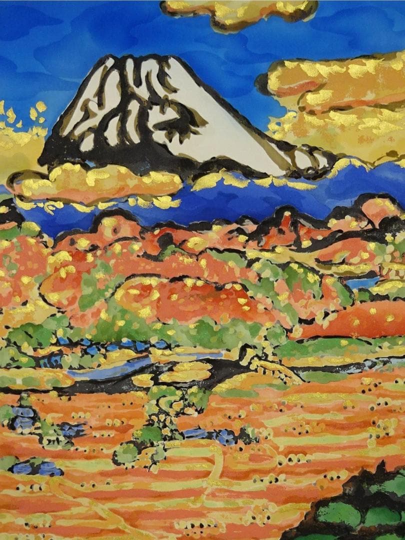 複製】掛軸 梅原龍三郎『天地鍾秀』絹本 無地箱付 掛け軸 a07102