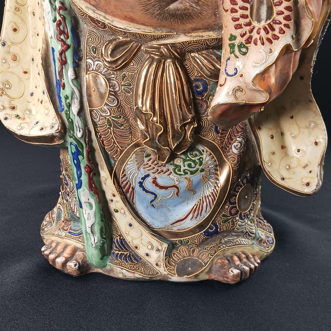 Y3122-9 九谷焼 色絵金襴手鳳凰布袋像 置物 高さ42㎝ - メルカリ