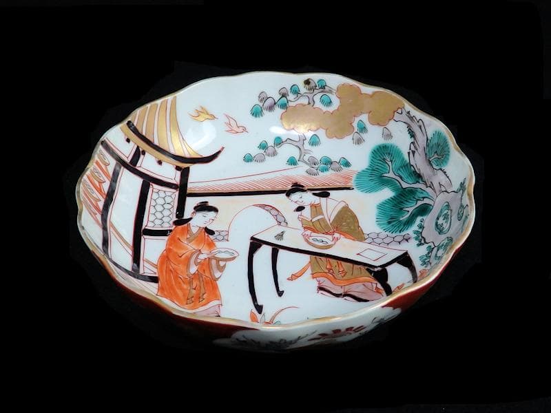 古伊万里　金襴手　唐人美人図　膾皿　５客　615AS-AEy