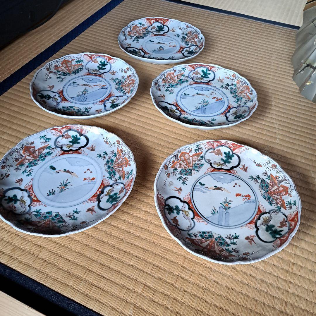 明治から昭和初期の伊万里焼皿5枚組 伊万里焼 5枚 明治