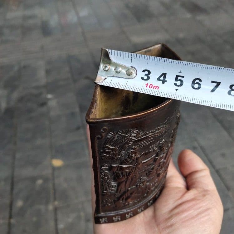 銅器 筆箱 弧形筆箱 文房置物·案頭 書道具 文房具 工芸品 美術品