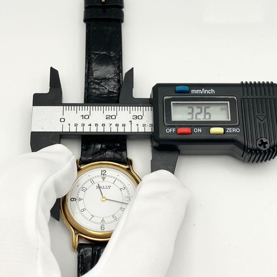 バリー BALLY 腕時計 メンズ　クォーツ デイト　ラウンド レザーベルト