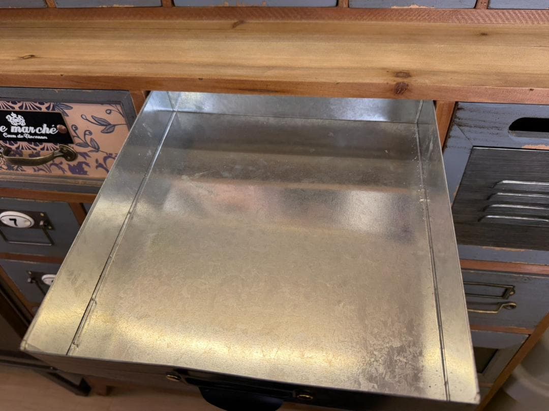 天然木 スチール キャビネット インダストリアル チェスト 引出 レトロ 棚