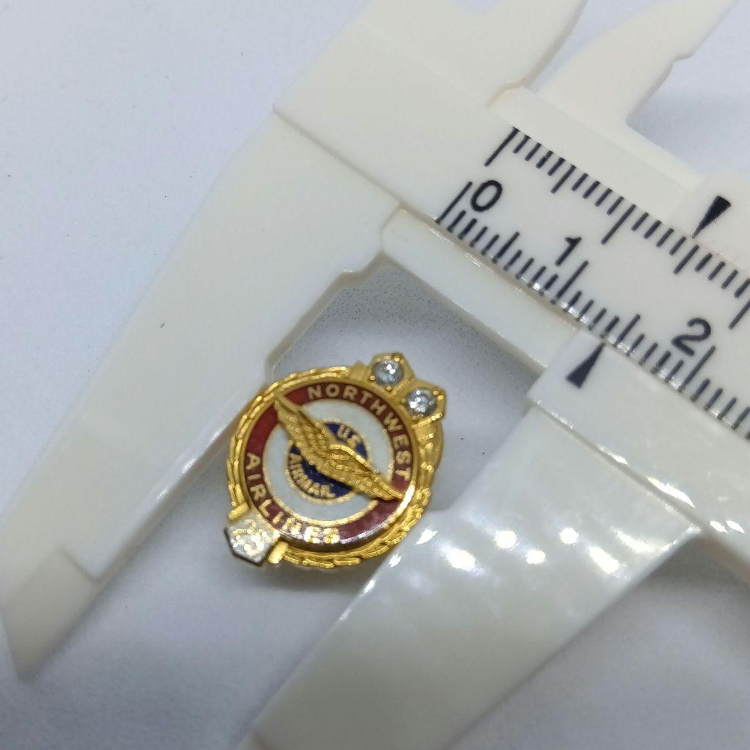 ノースウエスト航空 勤続25年記念バッジ 10K刻印 メレダイヤモンド