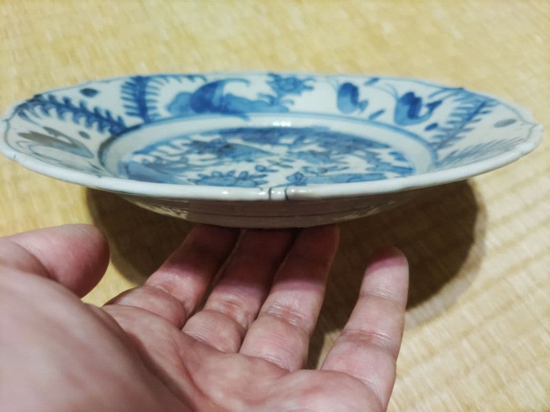 中国 古染付 鹿絵皿（23㎝）漳州窯 美品